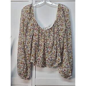 Flynn Skye From Rent The Runway Floral Crop Top Peasant Sleeve Medium Flowy Boho